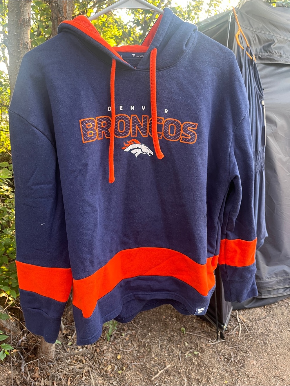 Fanatics Navy Hoodie with Orange Accents Denver Broncos Logo